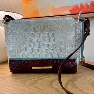 Brahmin Hillary in Contour & Pecan Melbourne with Blue Accent NWOT